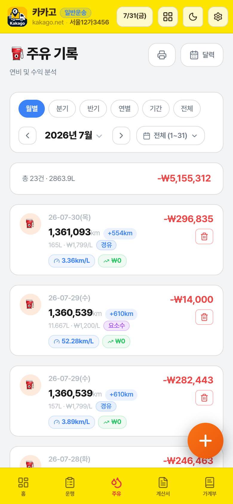 주유 기록